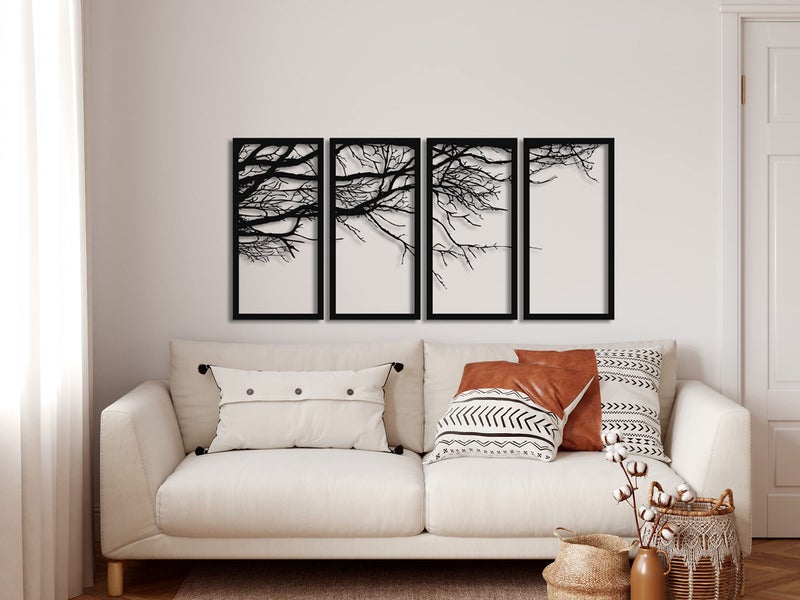 DEKADRON Metal Wall Art - Tree of Life 4 Pieces, Tree Sign, Wall Decor, Interior Decoration, Housewarming Gift, 4 Panels (40" W x 20" H / 100x50 cm) - Image 3